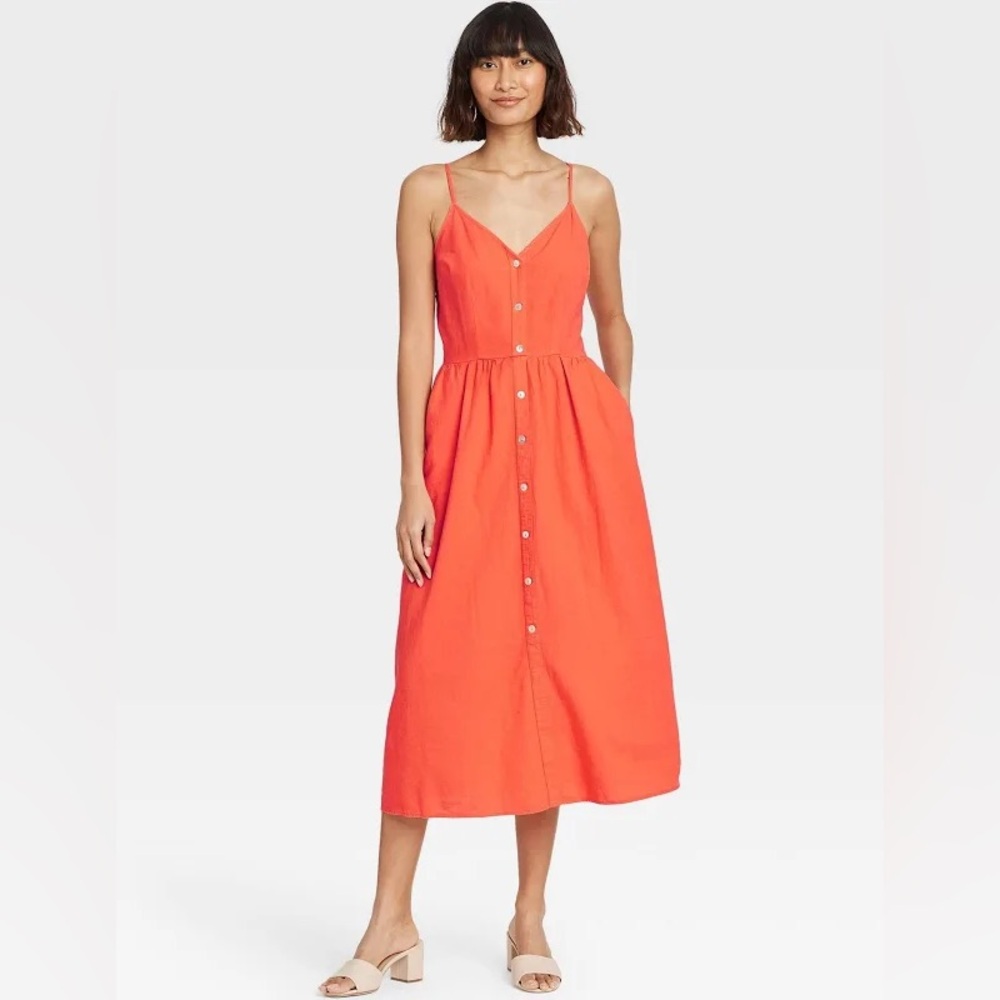 A New Day - Orange button front dress, size Small